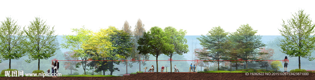 城市绿地景观剖面图