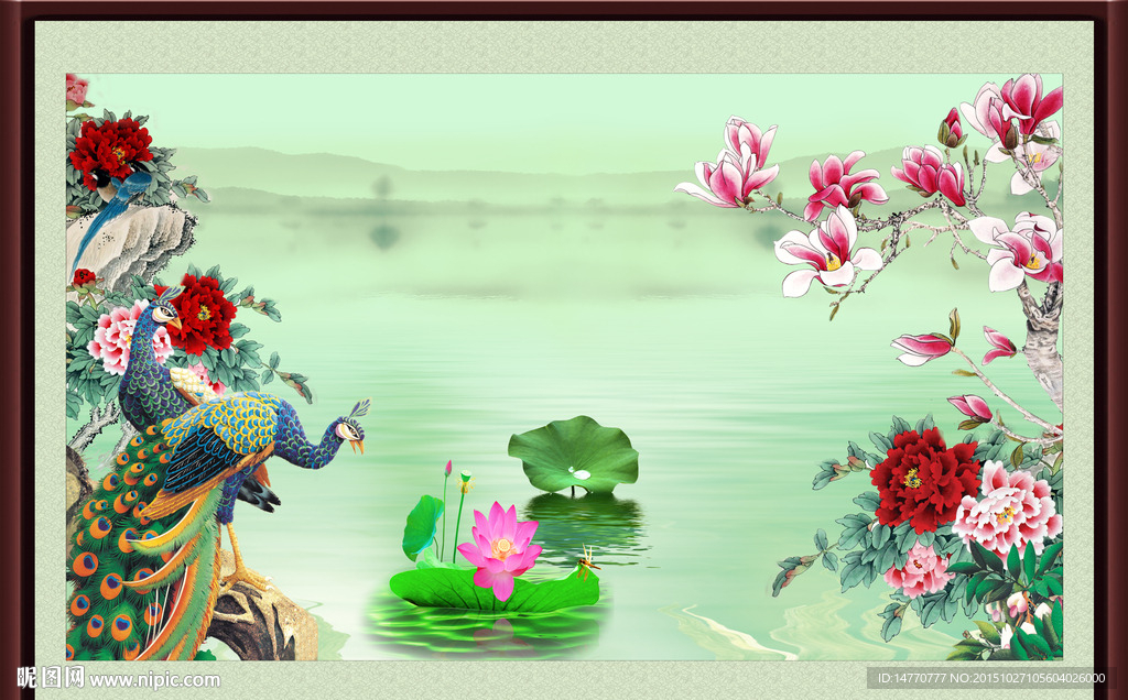 孔雀花鸟图
