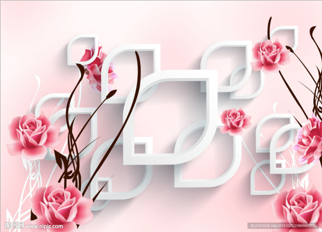 3D玫瑰花