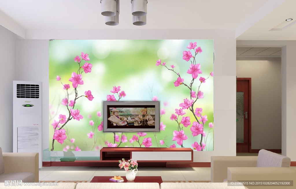 花朵电视墙背景墙