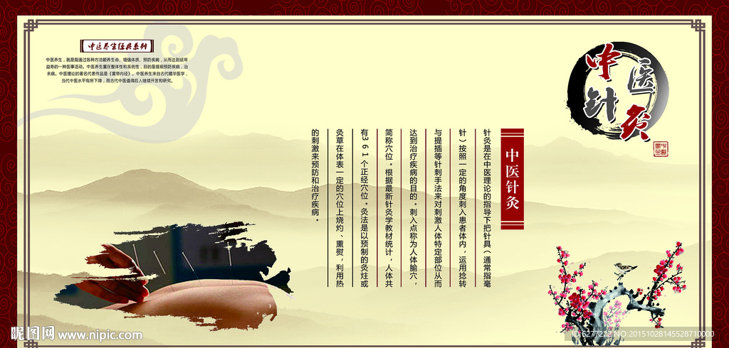 精美中医针灸背景展板设计