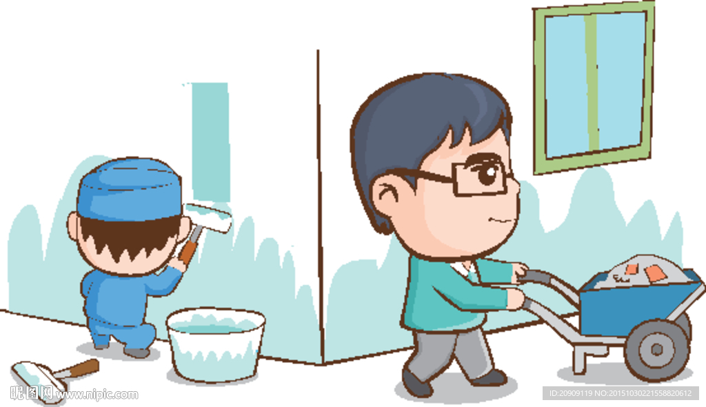 卡通装修漫画矢量图