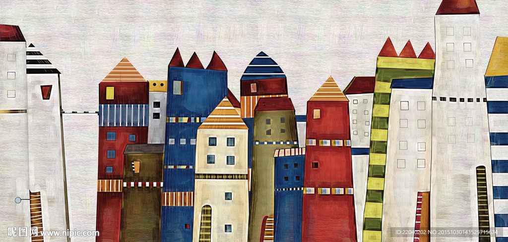 卡通，儿童手绘楼房