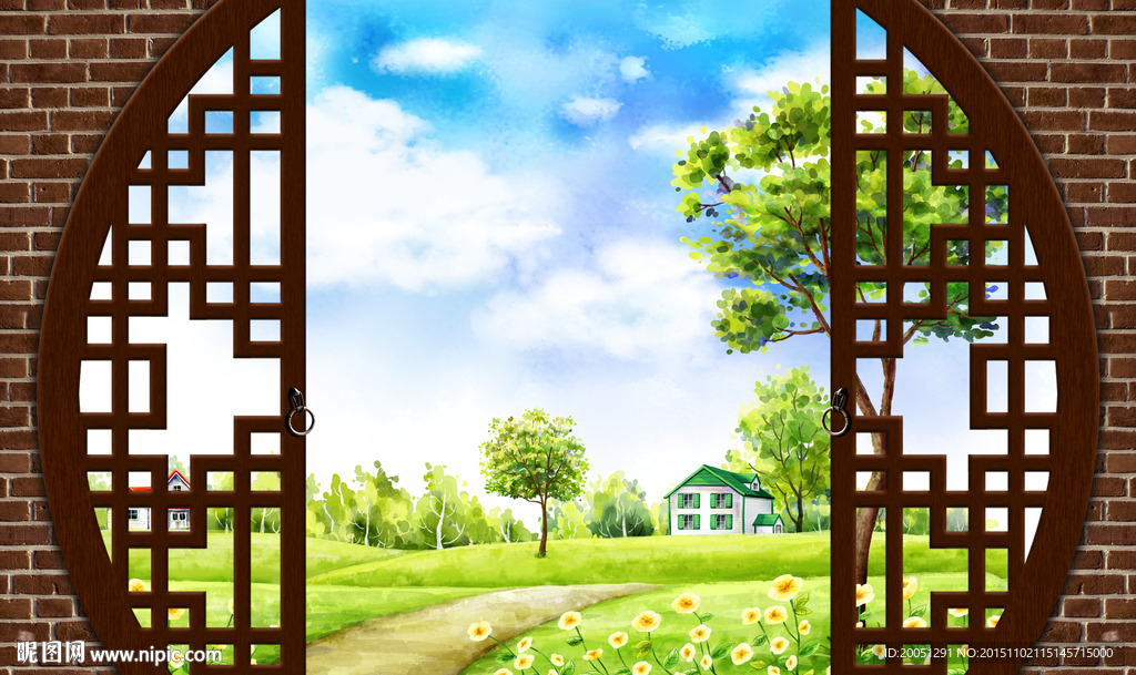 3d风景画背景墙