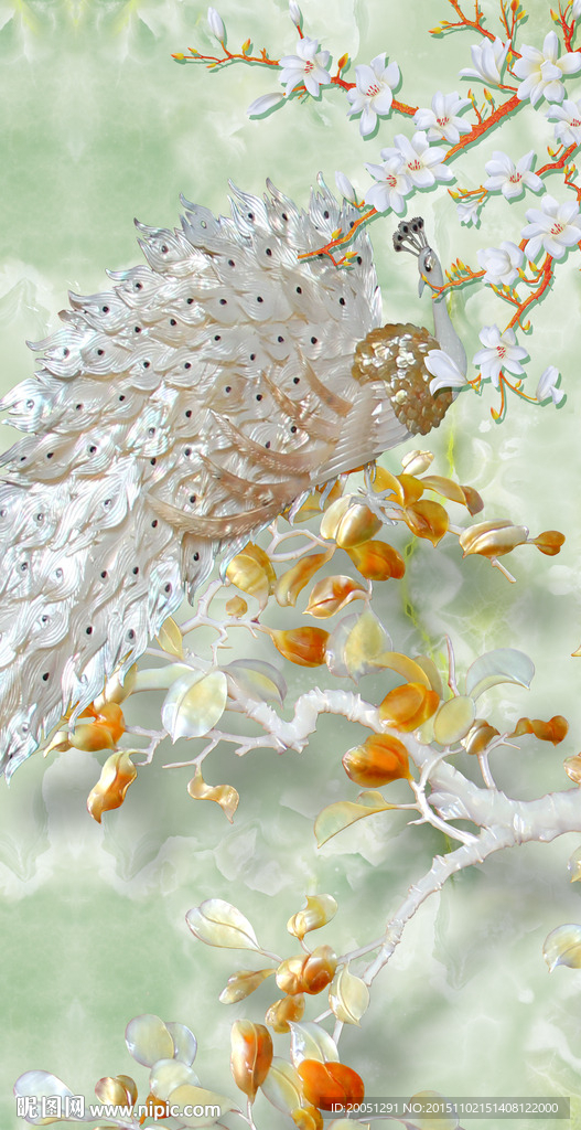 3d玄关玉雕孔雀