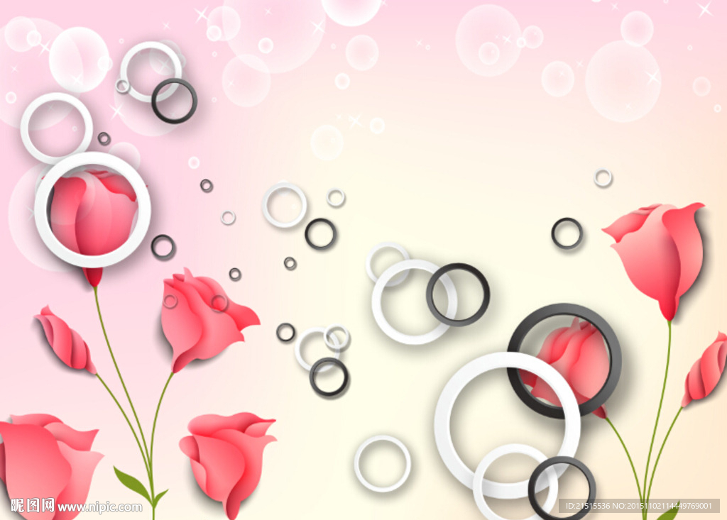 3D圆圈百合花