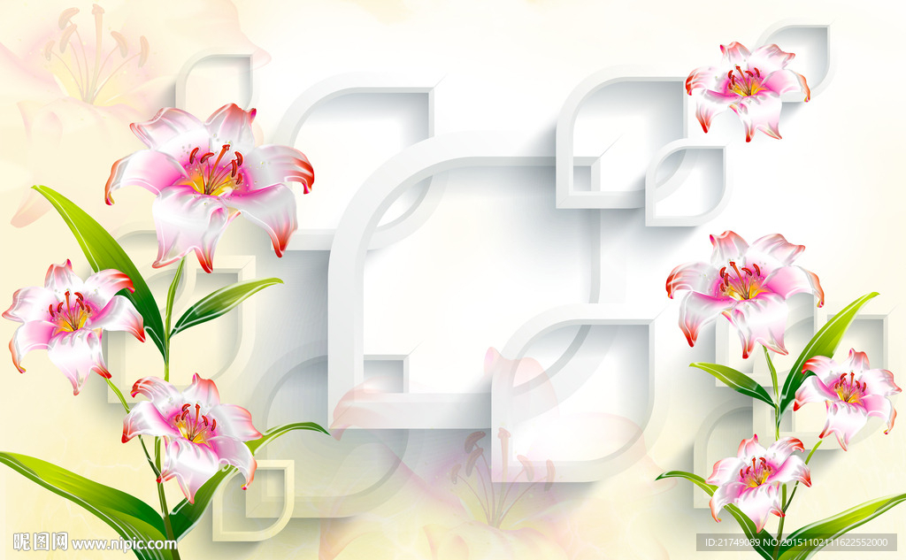 百合背景墙图片