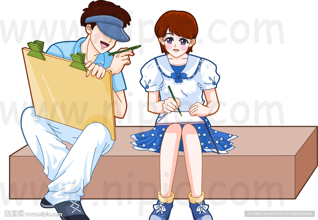 男女学生画画