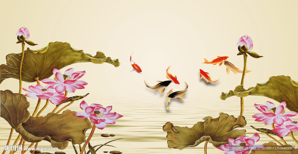 3d荷花彩雕