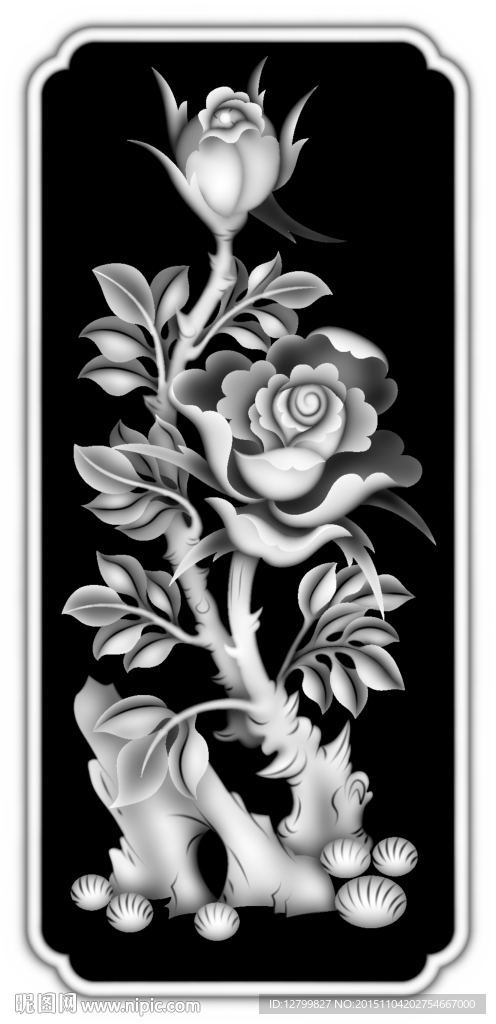 四季花鸟灰度图