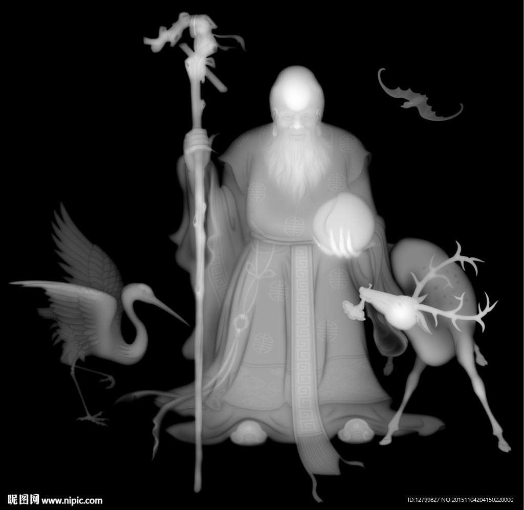 寿星灰度图