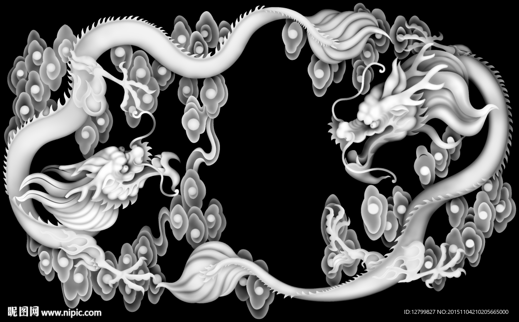 精品双龙灰度图