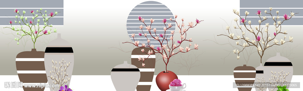 无框画玉兰花瓶
