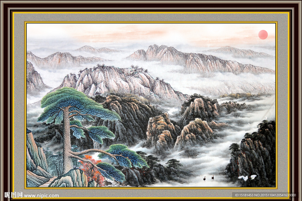 国画迎客松