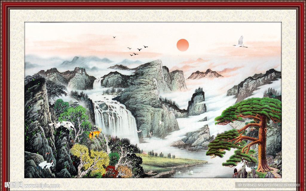 国画迎客松