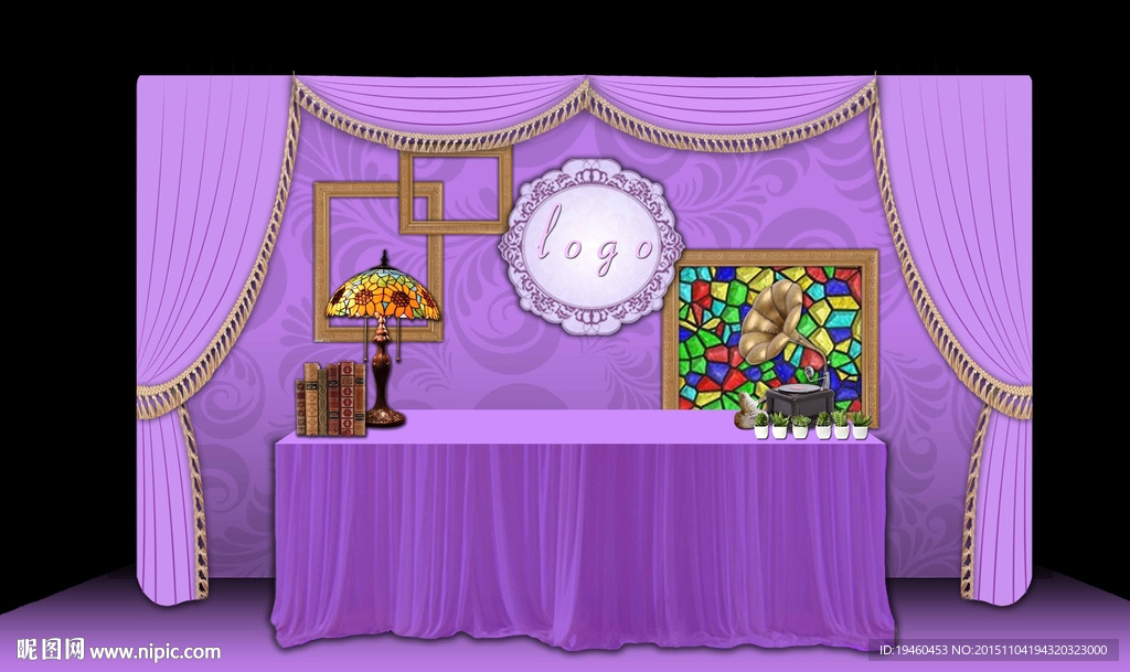 紫色欧式婚礼签到台