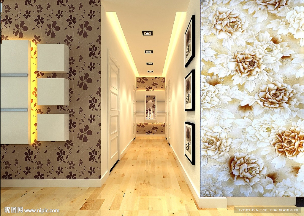 牡丹花玄关背景墙