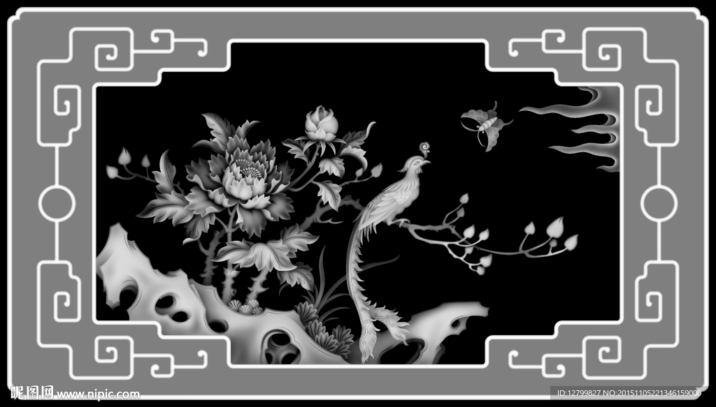 花鸟灰度图