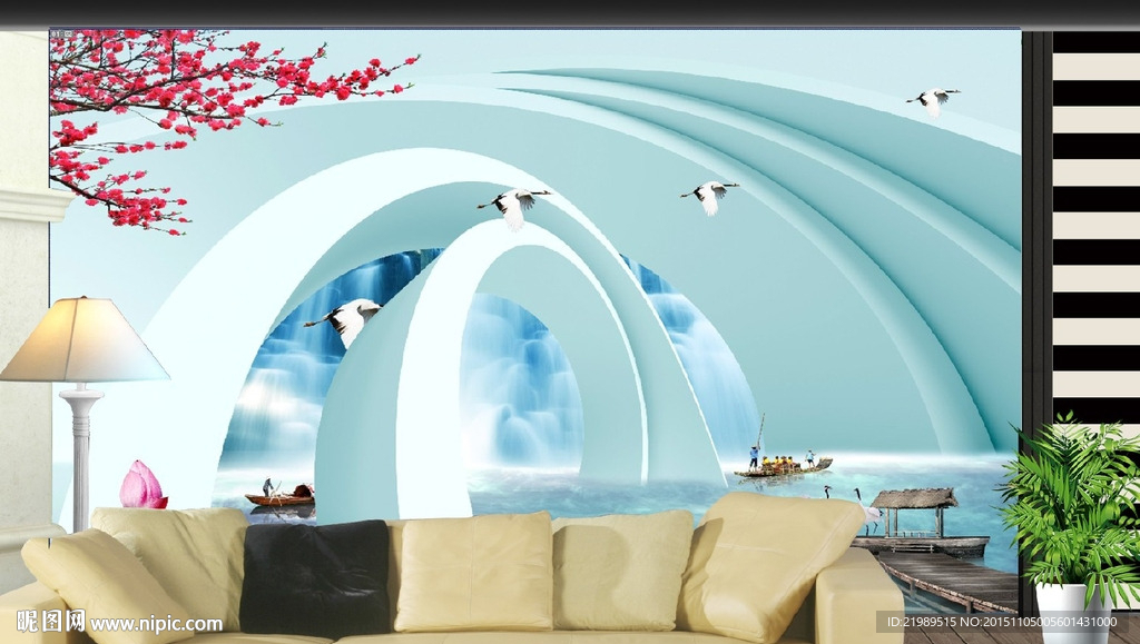 闲云野鹤电视背景墙