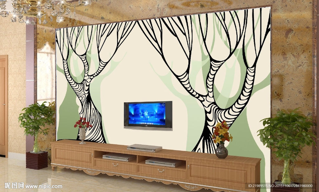 抽象艺术电视背景墙