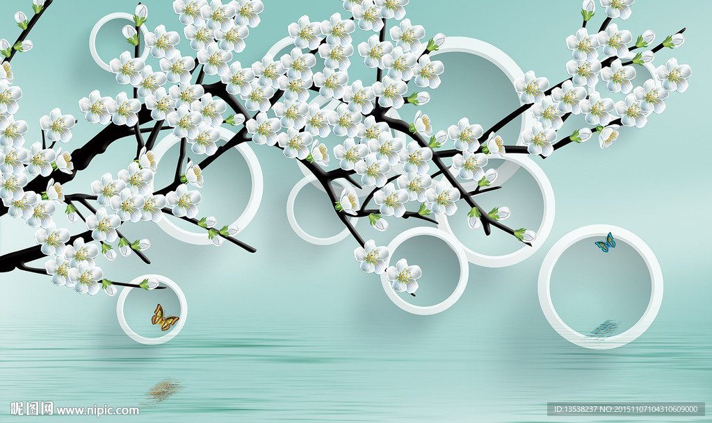 3D立体现代花卉壁画背景墙