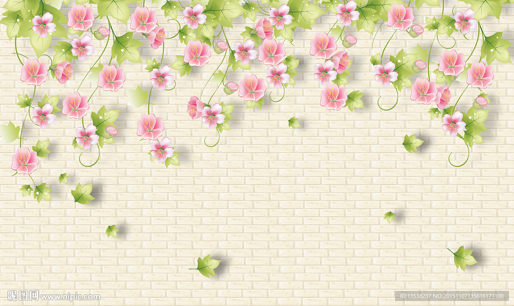 简约花卉壁画背景墙