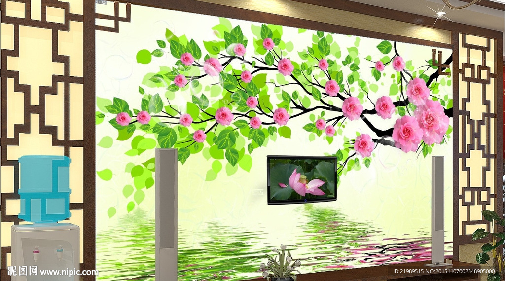 3D浪漫花朵电视背景墙