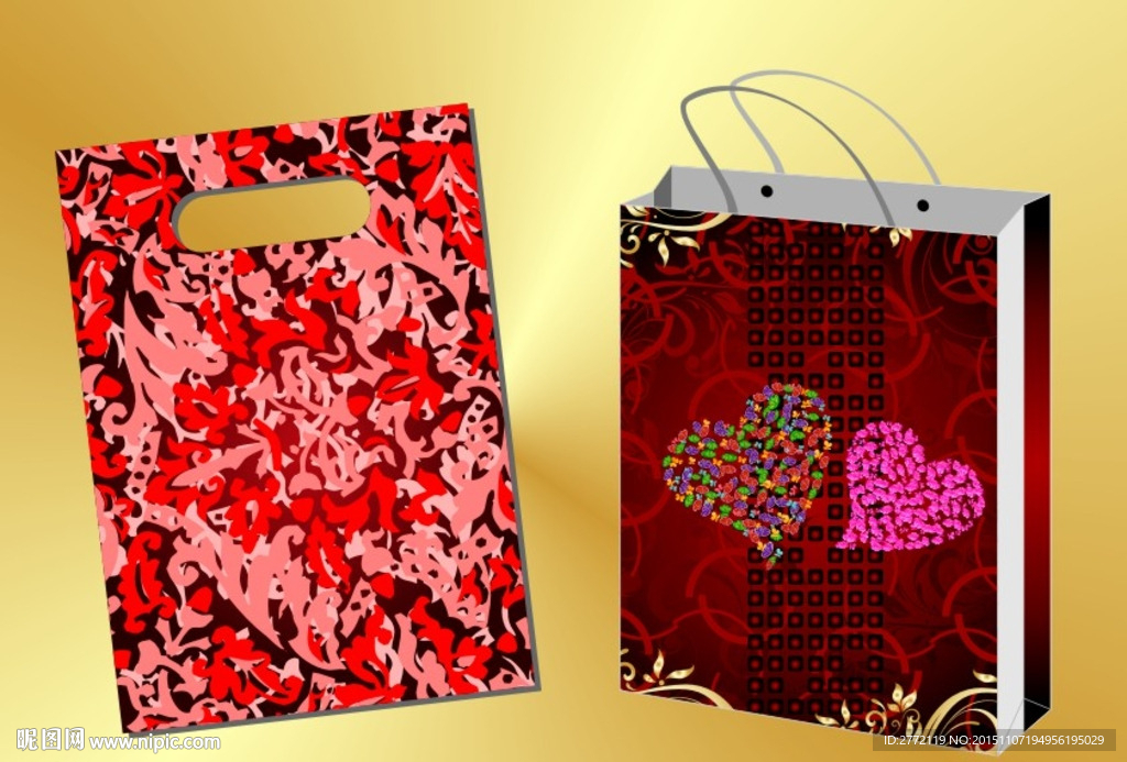 大红爱心 风琴袋