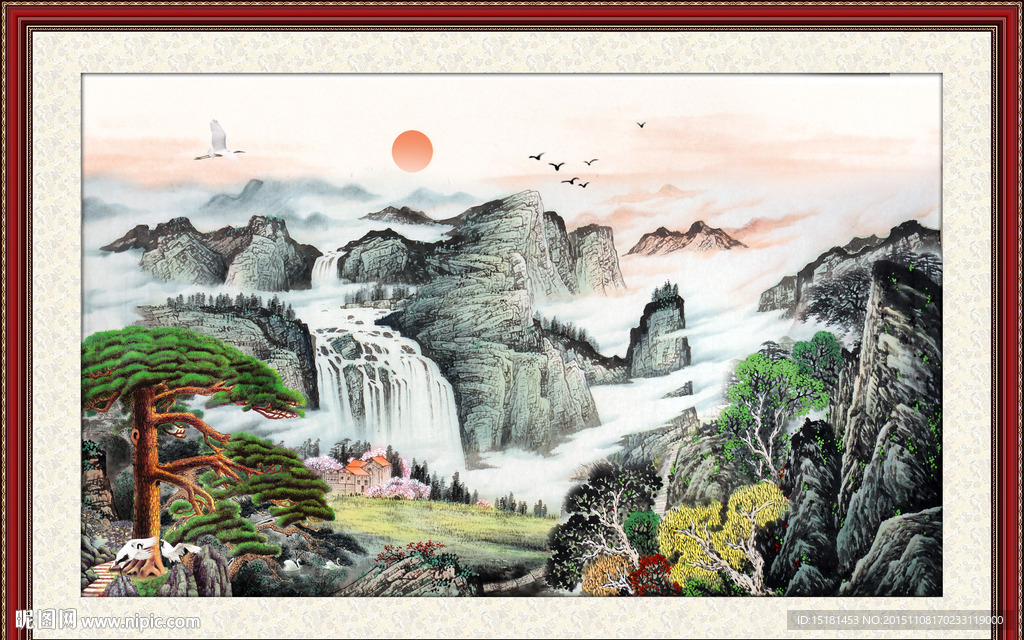 国画迎客松