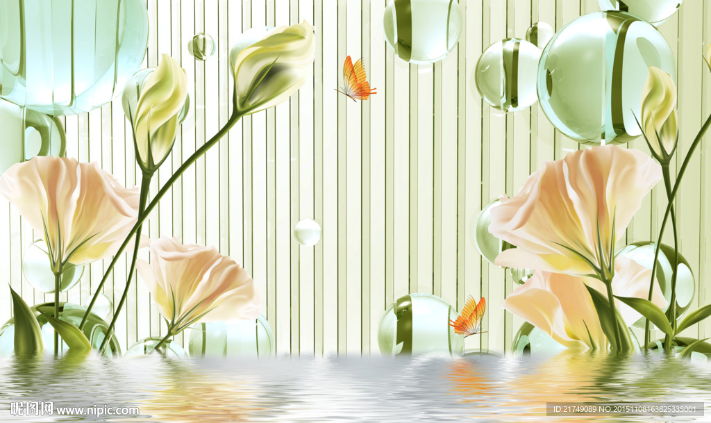 百合壁画