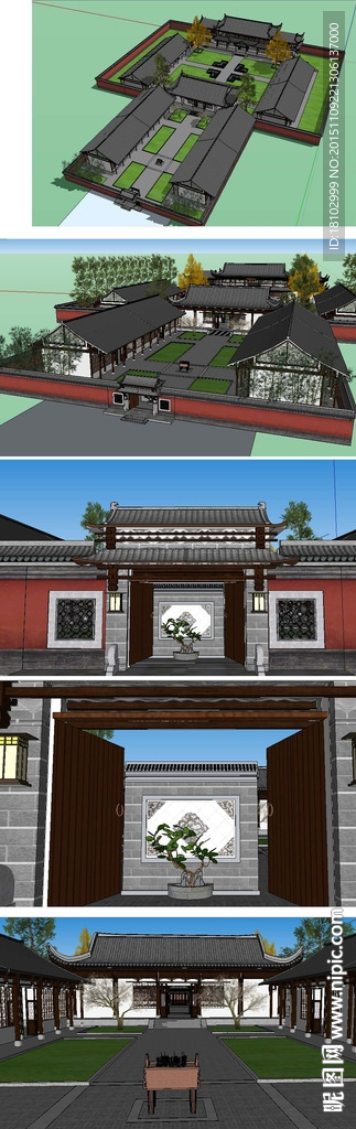 中式祠堂建筑草图大师SU模型