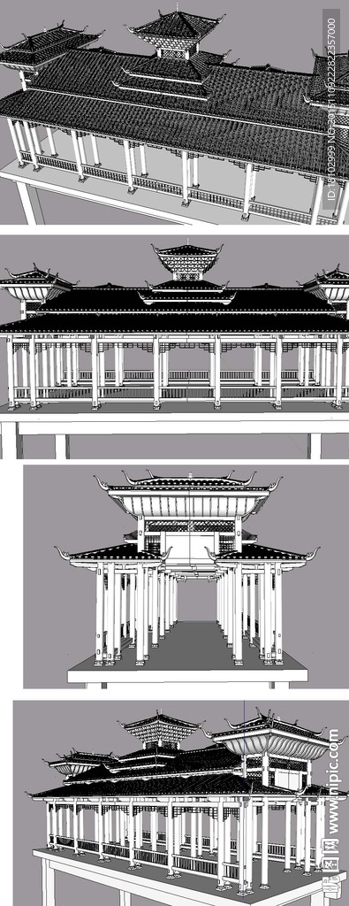 侗族风雨桥建筑景观草图大师模型
