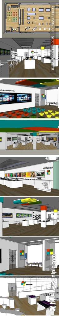 微软旗舰店专卖店门店SU模型
