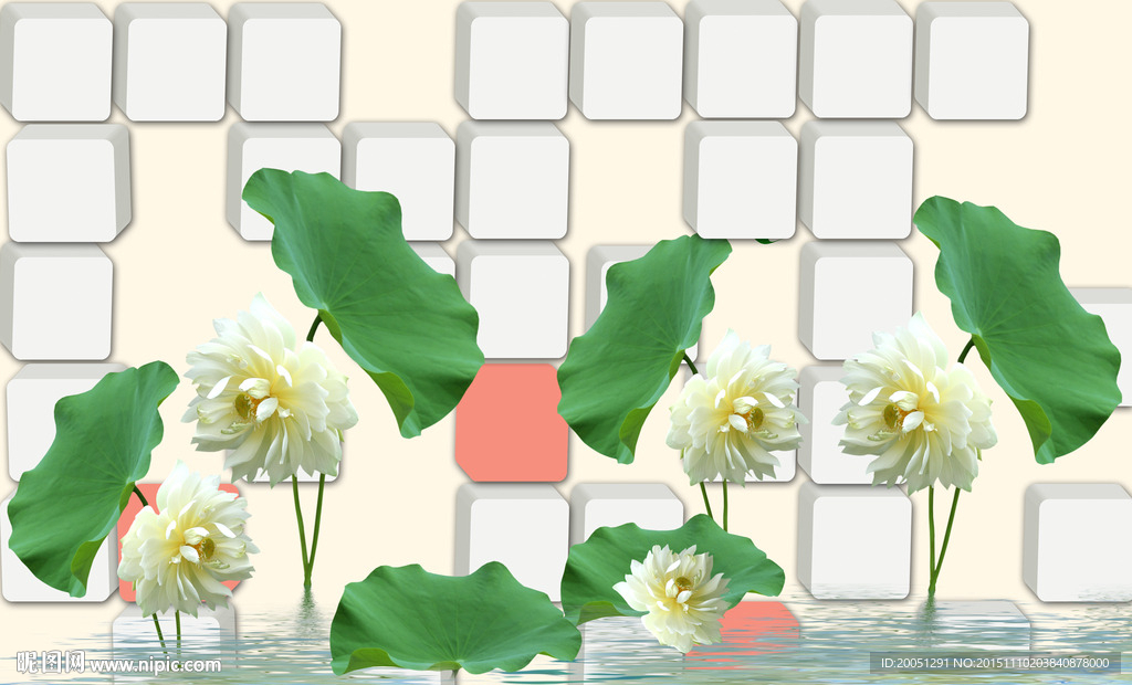 3d背景墙 荷花