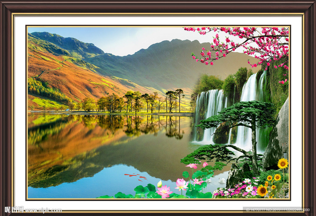风景如画迎客松