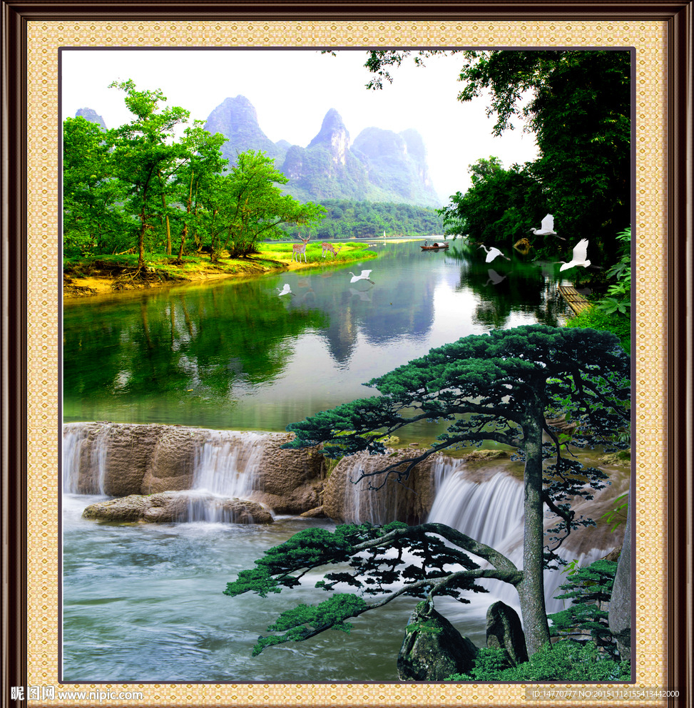 山水风景迎客松