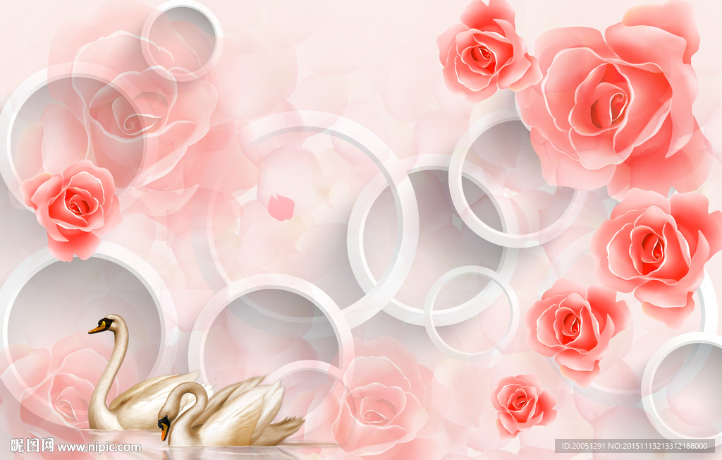 3d玫瑰花背景墙