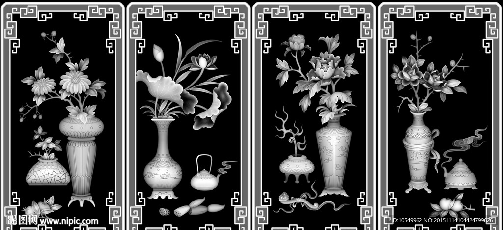 四季花瓶博古柜