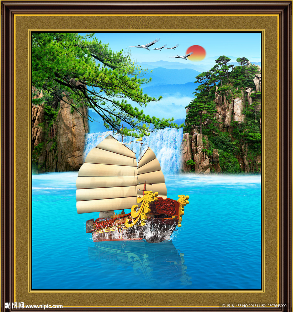 风景画一帆顺水