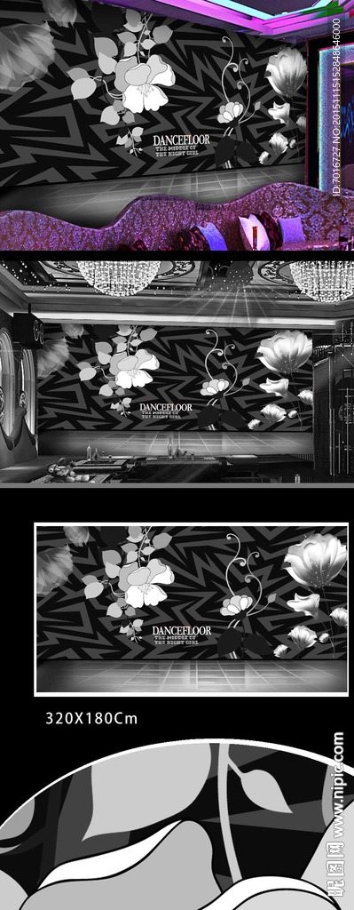 酒吧黑白装饰背景墙
