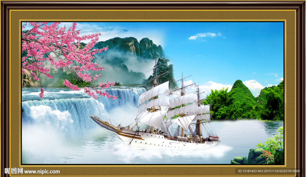 山水风景一帆顺风