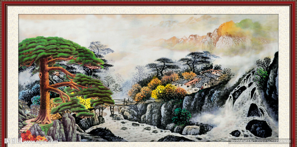 国画迎客松