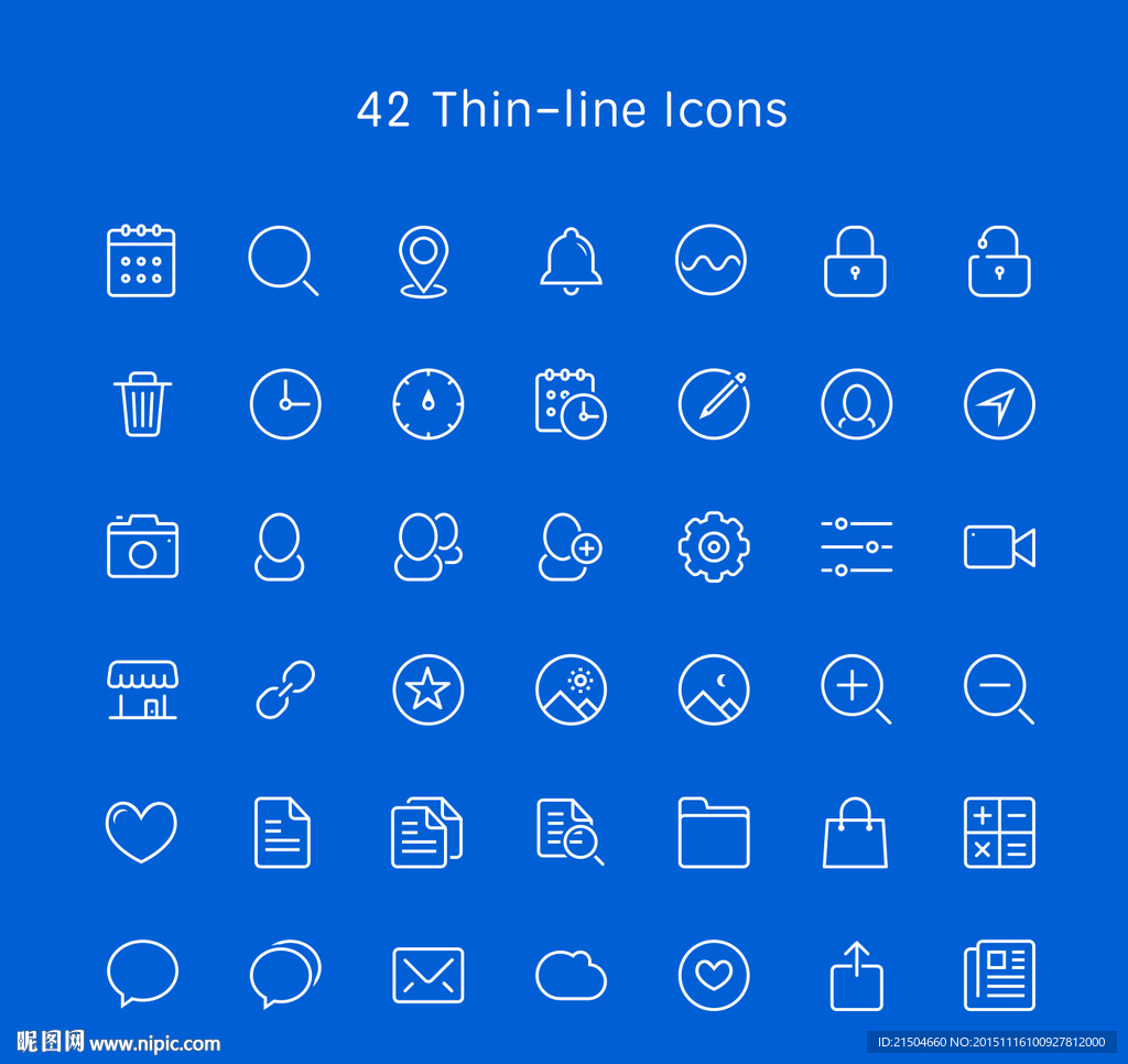 42个精致实用细线图标