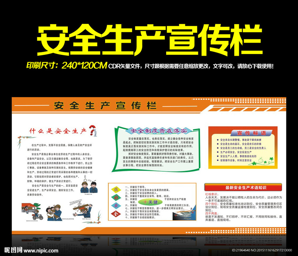 安全生产宣传栏展板设计模板