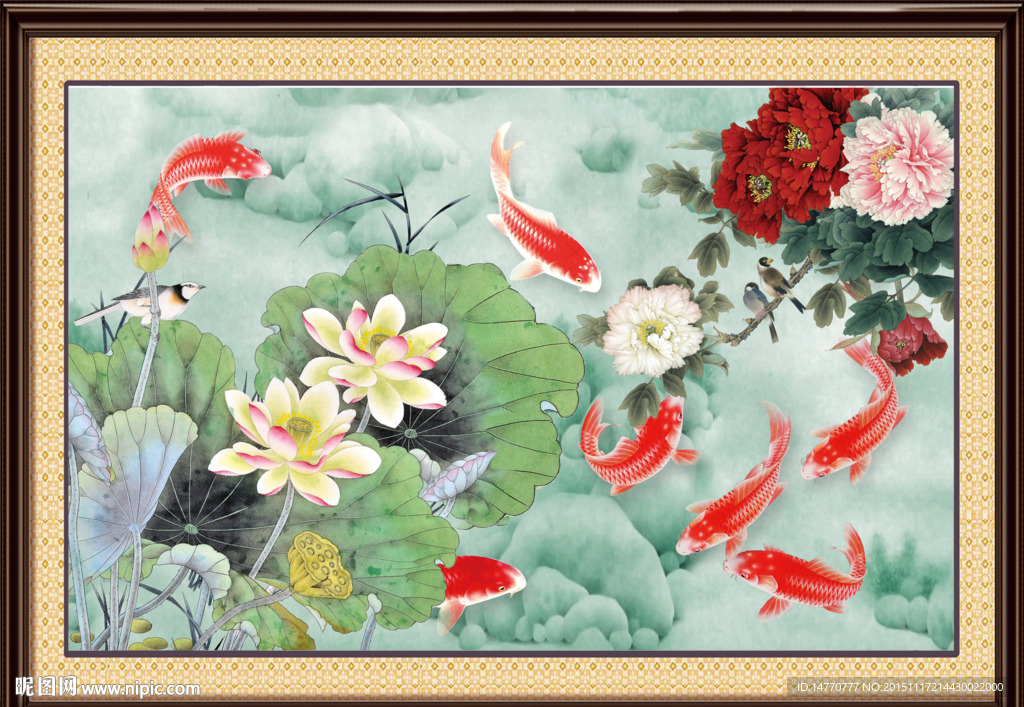 荷花鲤鱼图