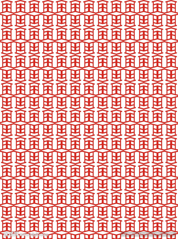 红色几何印花纹