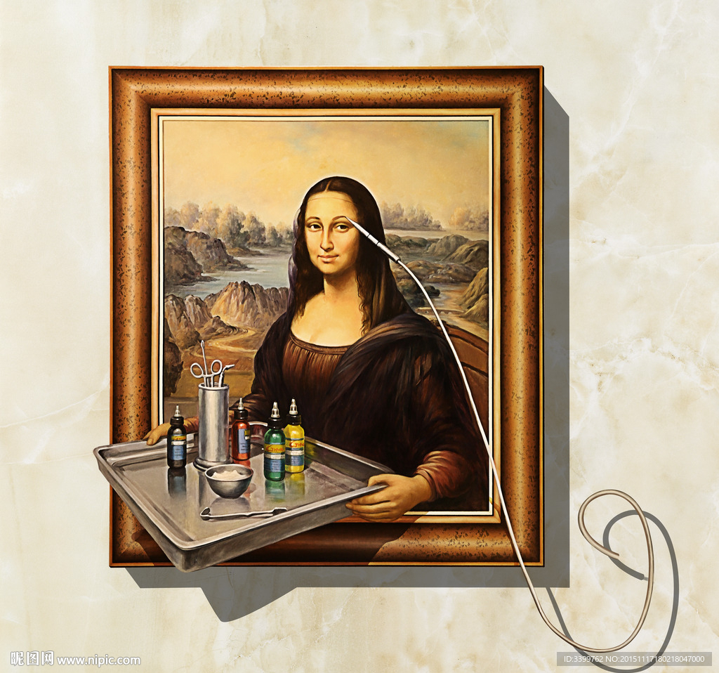 蒙娜丽莎化妆3D画