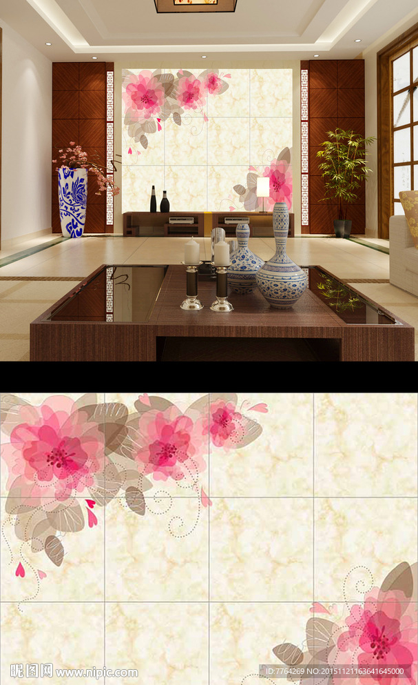 梦幻花卉背景墙