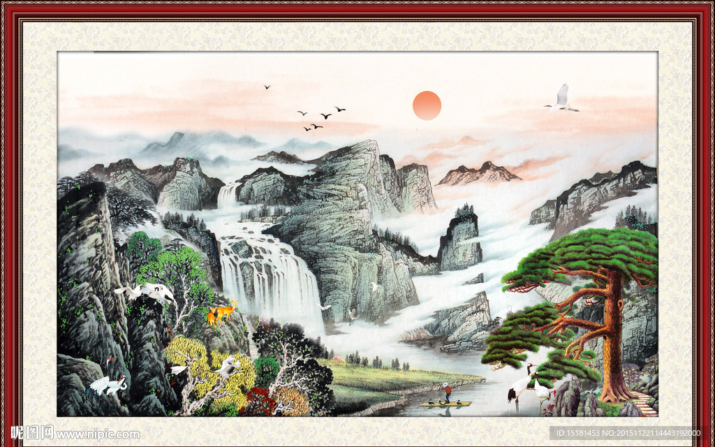 国画迎客松