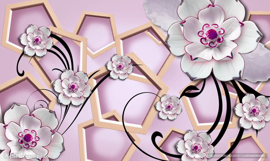 3d花朵电视背景墙